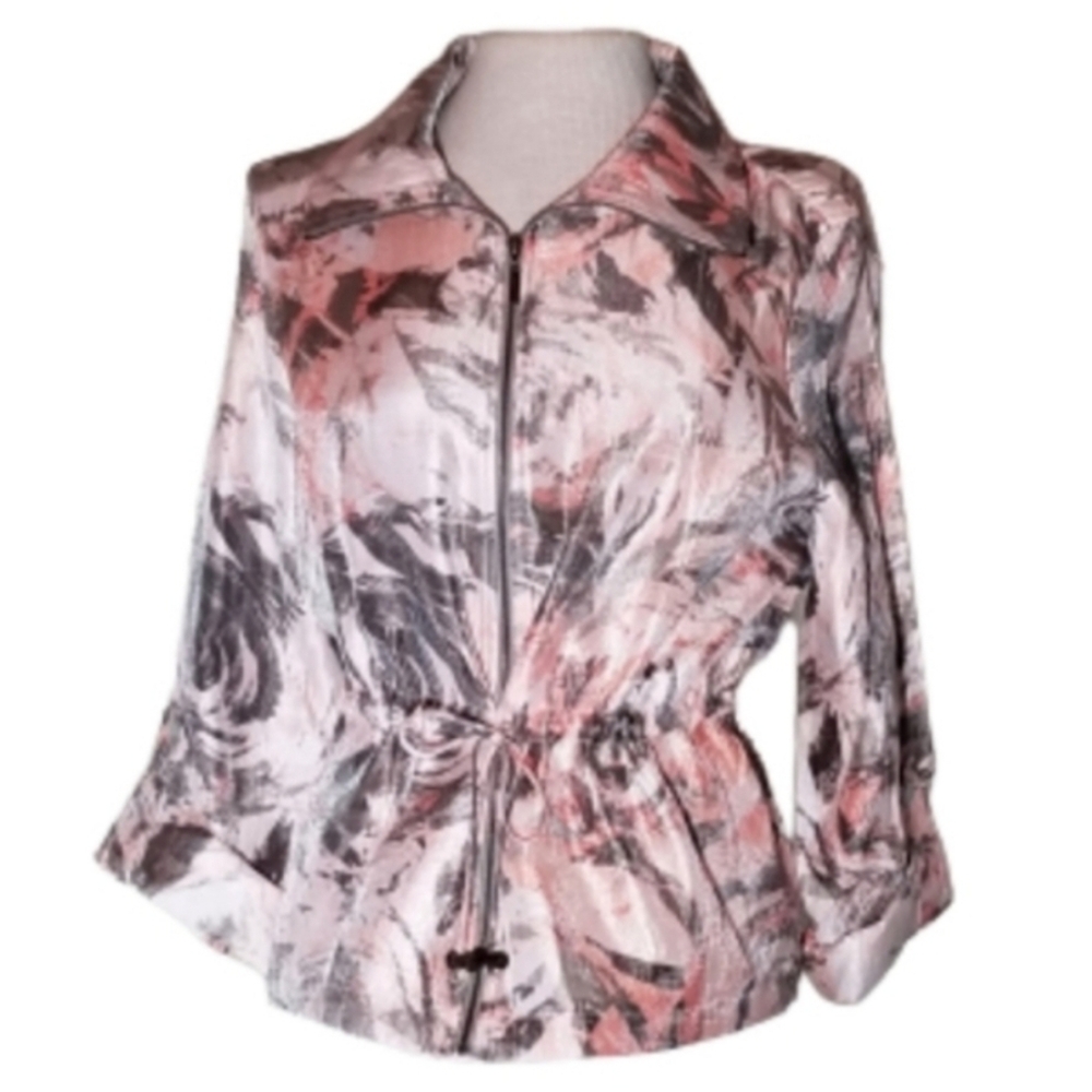 Ruby Rd. Lightweight Jacket Abstract Floral Pink Size 12P